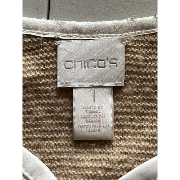 Chicos Womens Bonded Lace Henrietta Cardigan White Tan Open Front  Blazer Size 1 - Picture 11 of 12